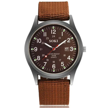 Fashion Mens Military Watches Calendar Luminous Dial Sport Army Green Men Quartz Watch Nylon Strap Retro Clock Relogio Masculino