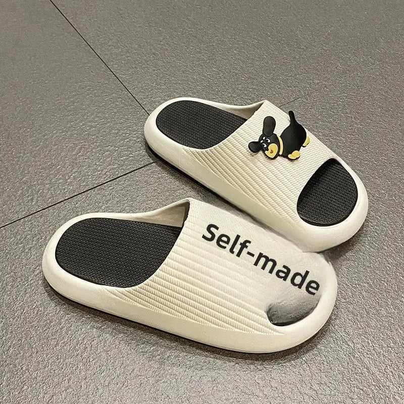Trendy Cartoon Hot Dog Slippers For Women Soft Sole Indoor Anti-Slip Summer Outdoor Wear PVC Material Leisure Style