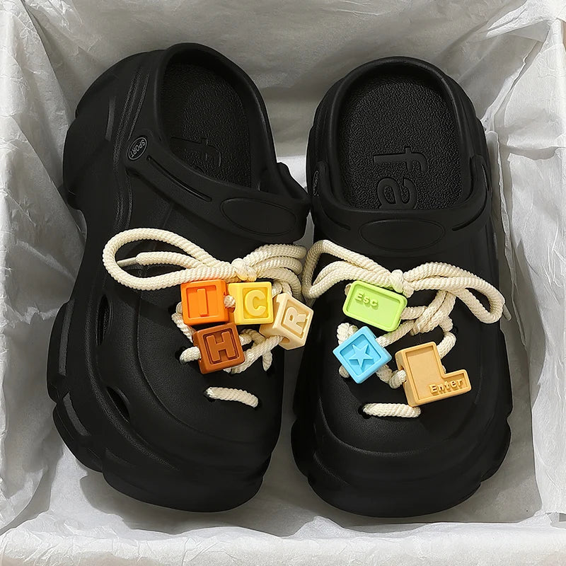 QYCKABY New Summer Women Beach Sandals Outdoor Clogs Trend Platform Slippers Casual Water Shoes Garden Shoes Mens Beach Sandals