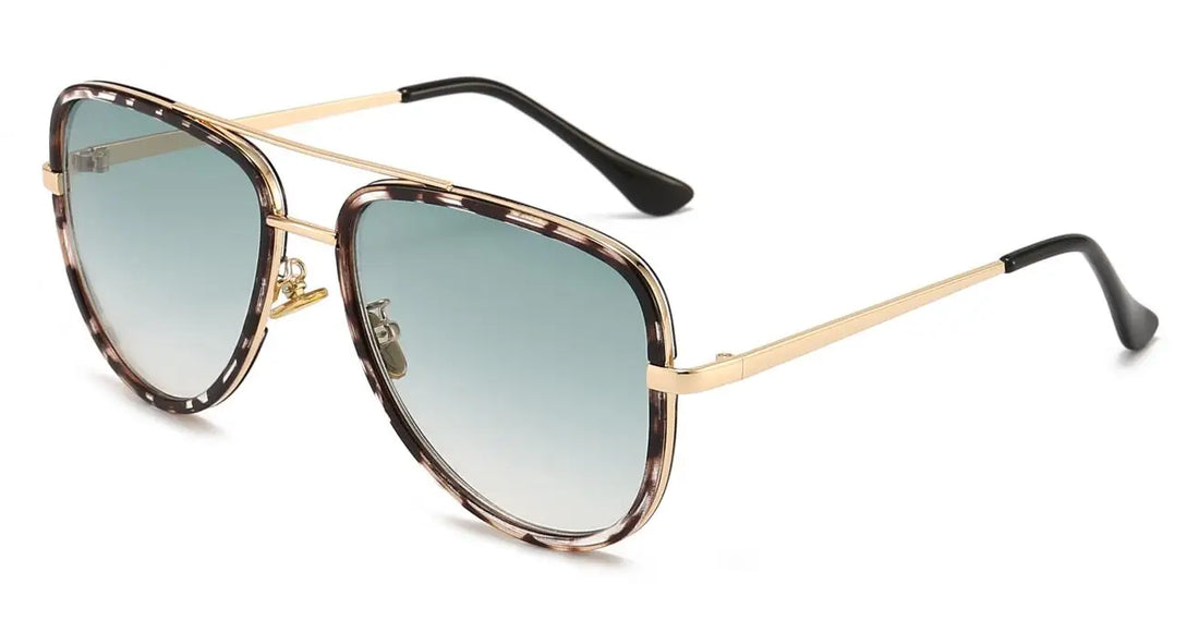 New Fashion Metal Pilot Sunglasses Woman Brand Designer Male Female Gradient Brown Leopard Sun Glasses Lady UV400 Shades