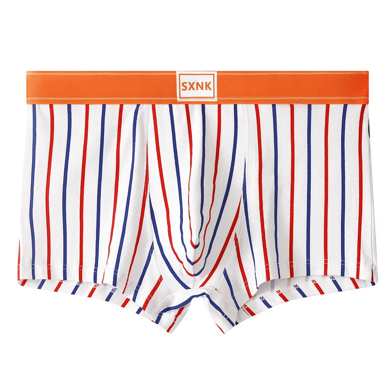 4PCS breathable striped men's boxers trend personalized men's underwear