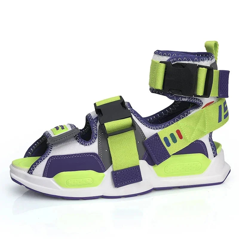 2024 New Men's Fashionable High-Top Canvas Sneakers Summer Cool Shoes Korean Trendy Flow Sneakers Rubber Sole Men's Slippers