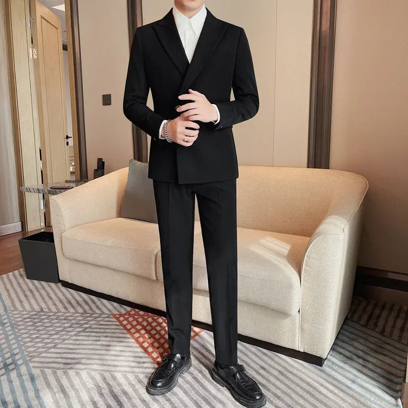 Spring New Fashionable Single-Row Buttoned Casual Suit Two-Piece Set Quality Business Casual Suit For Men