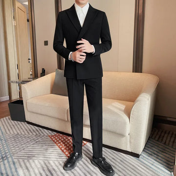 Spring New Fashionable Single-Row Buttoned Casual Suit Two-Piece Set Quality Business Casual Suit For Men