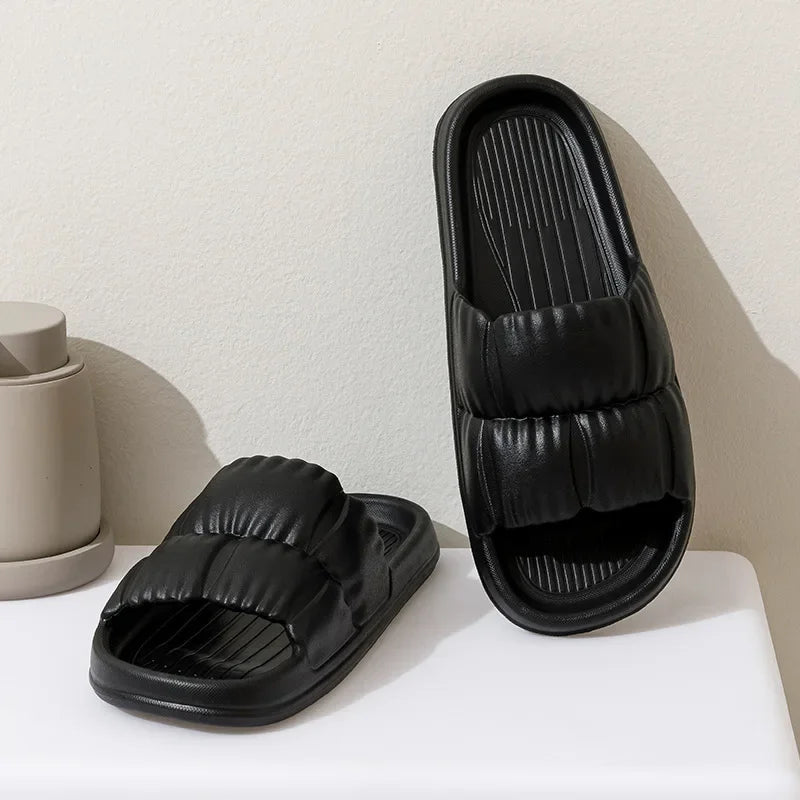 Summer soft bottom petal slippers home cool slippers simple bathroom anti slip sandals with a sense of stepping on feces shoe