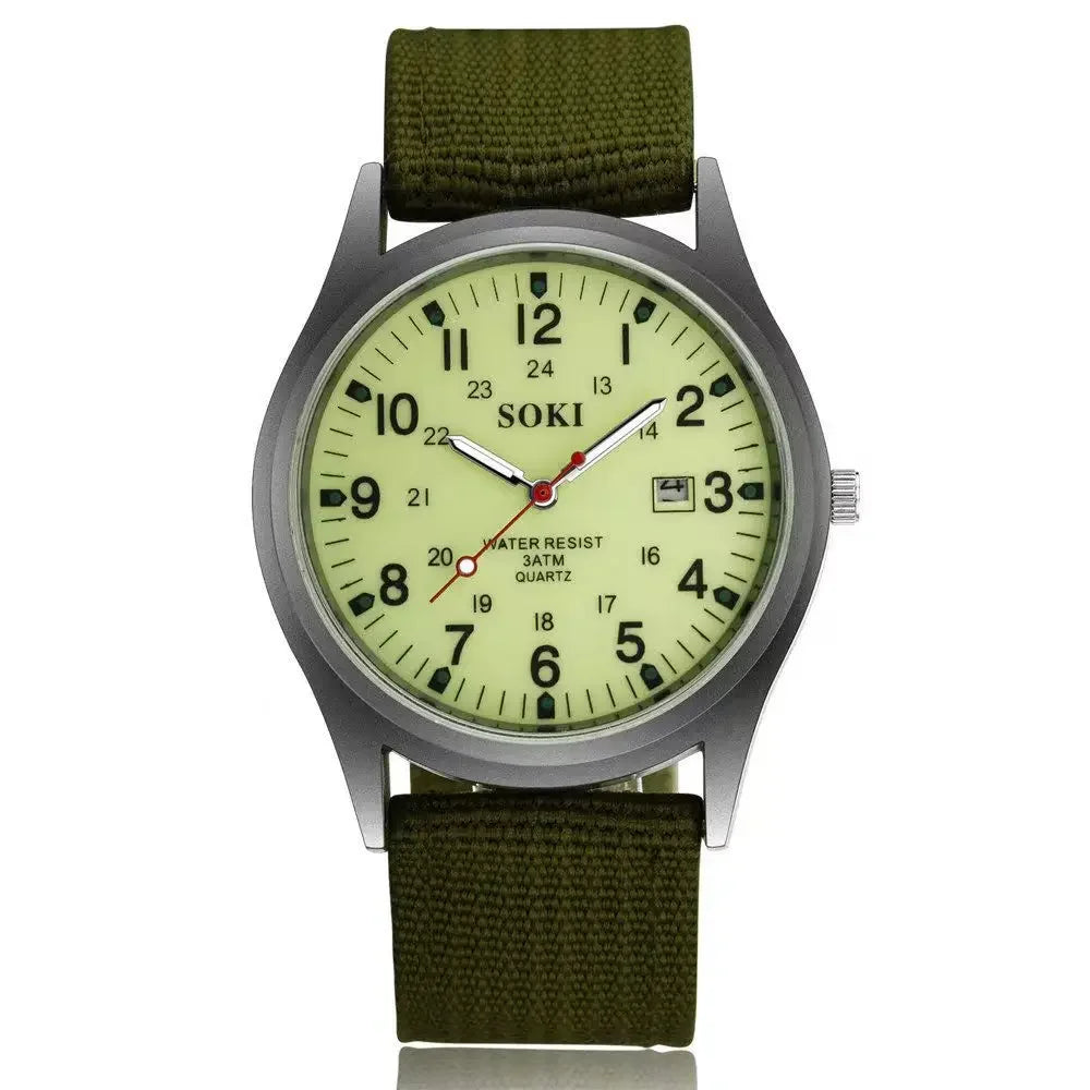 Fashion Mens Military Watches Calendar Luminous Dial Sport Army Green Men Quartz Watch Nylon Strap Retro Clock Relogio Masculino