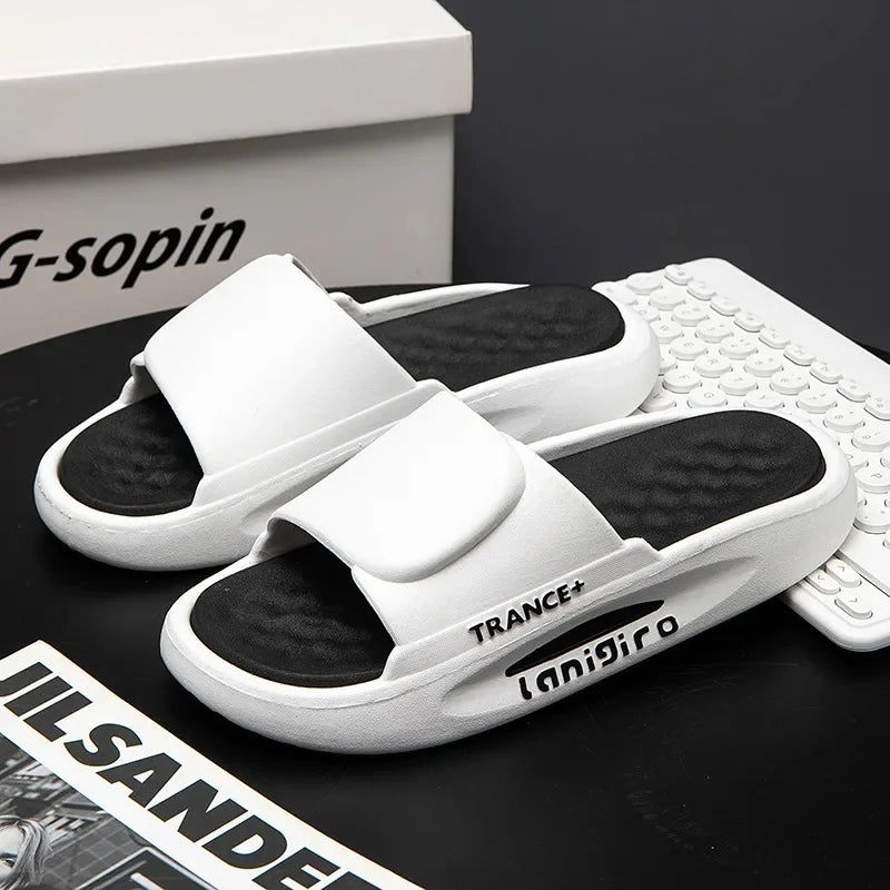 2023 New Couple Summer Slippers Women's Indoor Bathroom Home Use Men's Thick Bottom Slippers Non-Slip PVC Outer Wear