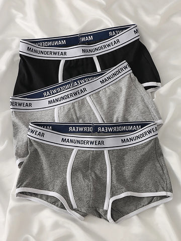 3PCS men's underwear comfortable breathable men's boxers casual trend teenage boxers