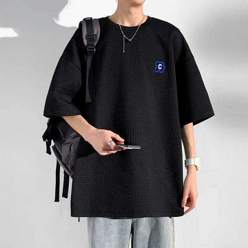 Casual Loose-Fit Men's Short Sleeve T-Shirt Relevant Colors Solid Color Half Sleeve Summer Style Base Layer Top