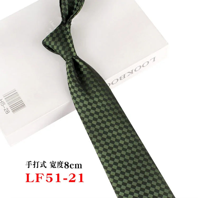 Blue Grey Gift To Boyfriend Vintage Fashion British Stripe Plaid Men's Hand Ties 8cm Brown Khaki Birthday Gift Silk Feel Tie