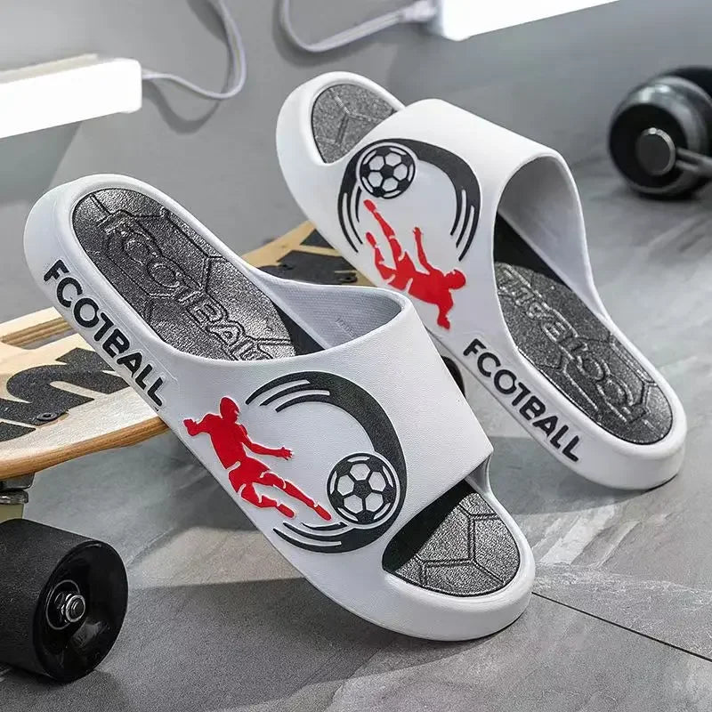 2024 New Men's Slippers Trendy Outer Wear Home Use Indoor Non-Slip Odor-Resistant Beach Sandals Thick Bottom PVC Material