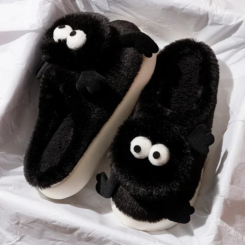 Winter Short Plush Warm Women Cute Cotton Slippers Indoor Home Casual Toe Wrap Fluffy Slides Men Anti Slip Autumn Soft Shoes