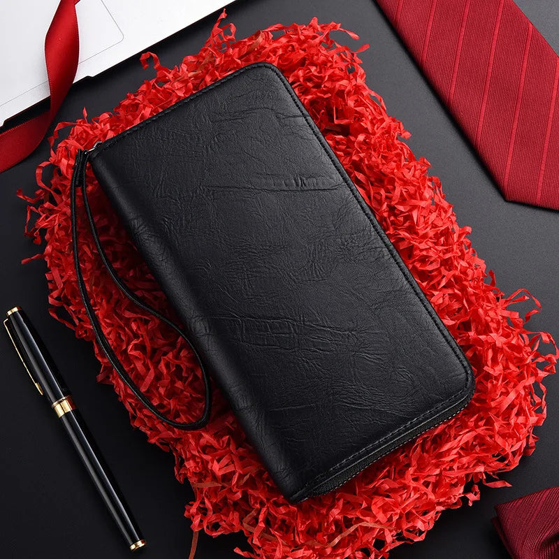 New Arrival PU Leather Men Wallets Large Capacity Driver License Phone Wallet Casual Male Clutch Long Zipper Coin Purses Carteir
