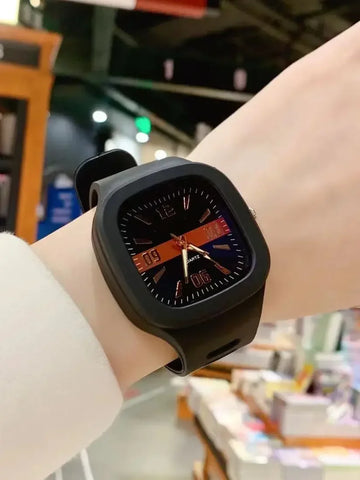 MAYZHISU Women Quartz Watch Silicone Strap Fashion Women Watches Square Quartz Watches for Men and Women Girls Student