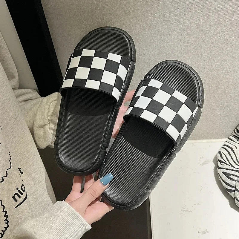 Cute Casual Korean Style Women's Slippers Summer Fashion Soft Sole Bathroom Home Use Thick Soft Bottom Sandals