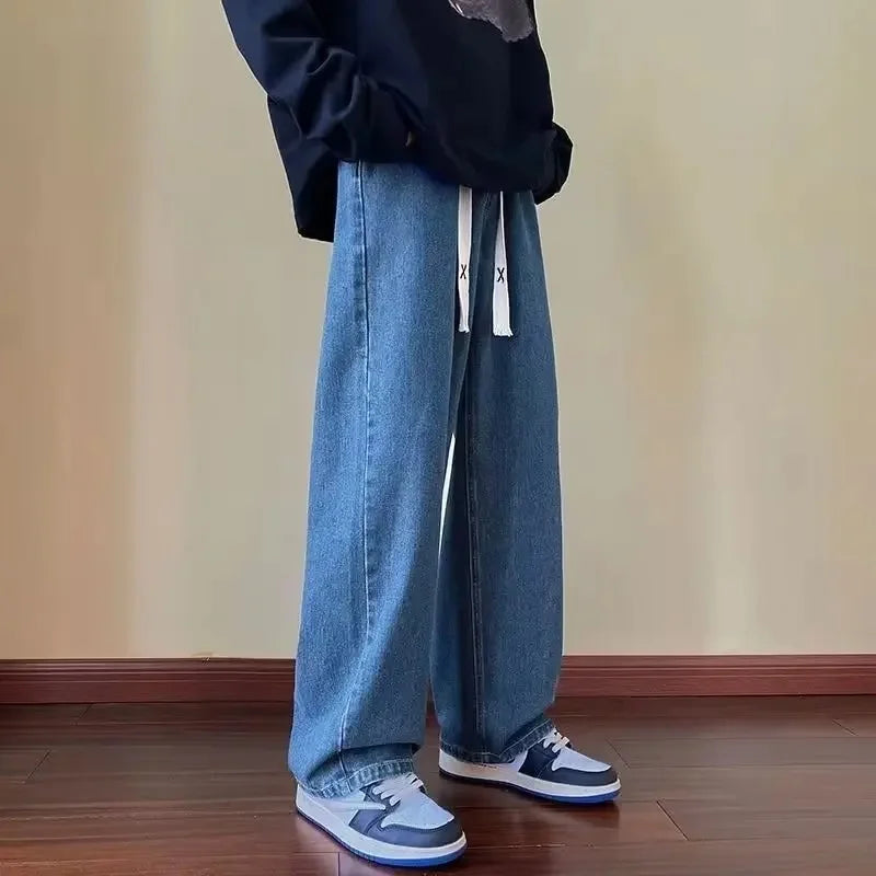 American Style Vintage Jeans Loose-Fit Men's Pants New Spring Autumn Collection Versatile Trousers Wide Leg Ins Trendy Brand