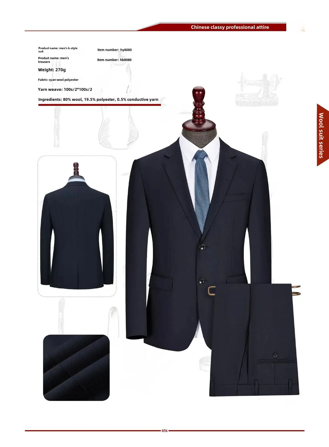 2024 Men's Cerulean Blue Green 80%Wool Flat Collar Business Suits Western Style Wedding Groom Professional Clothing