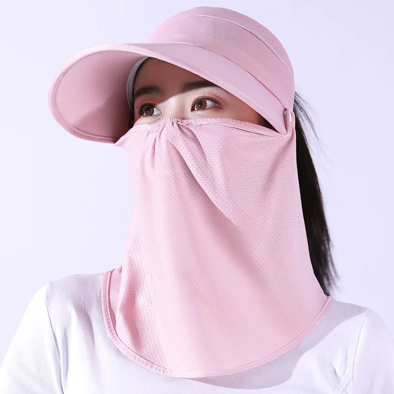 COKK Summer Hats For Women Sunscreen Outdoor Anti UV Cycling Beach Hat Female Floppy Foldable Ladies Hat Gorro Sunhat Face Cover