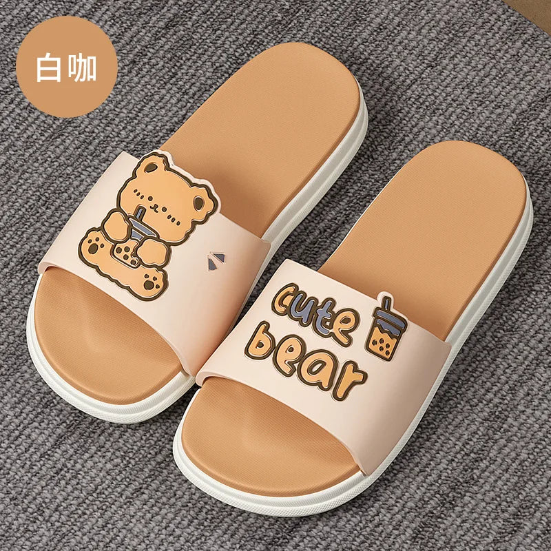 Funny Slipper Female Platform Cloud Woman Cartoon Bear Non Slip Flip Flop Slides Indoor Beach Men Women Summer Ladies Shoes Home