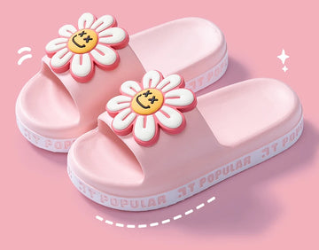 Ladies Floral Slippers Summer New Indoor Home Casual Non-slip Shoes Thick Bottom Round Head Lightweight Sandals Zapato Mujer