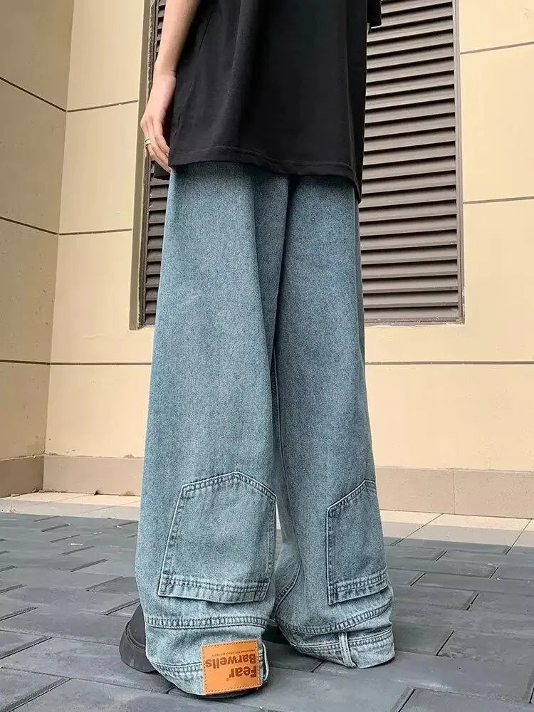 Casual Niche Reversible Jeans Men's Women's Straight-Leg Bell Bottoms Trendy Fashion Denim Pants From China For All Seasons