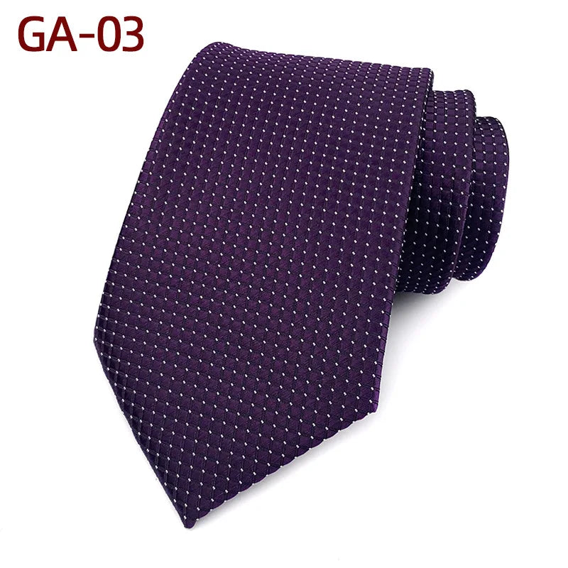 Men's 8CM Fashion Leisure Neckties Gray Coffee Black Plaid Polyester Tie for Man Gentleman Dinner Party Daily Shirt Ties
