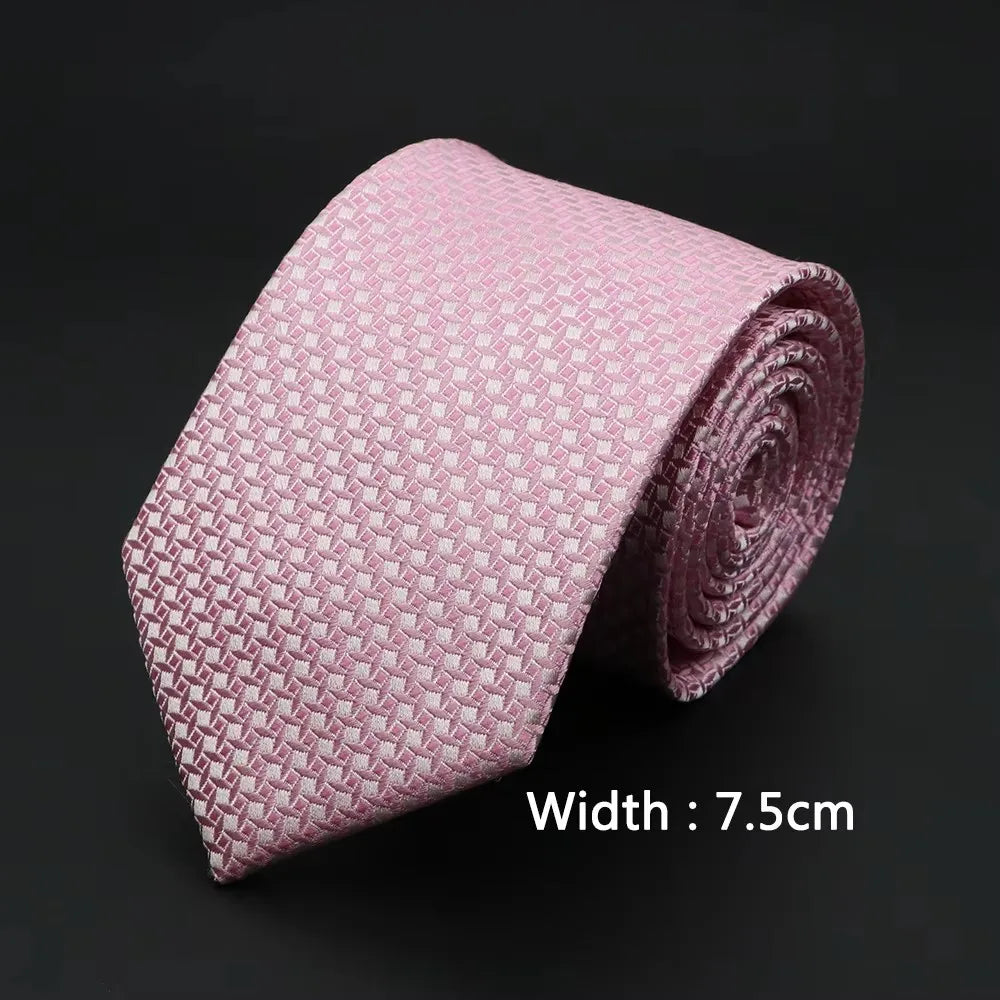 New Classic 100% Silk Tie Blue Pink Striped Plaid Necktie Mens Business Skinny Tie Tuxedo Suit Shirt Gift Daily Wear Accessory