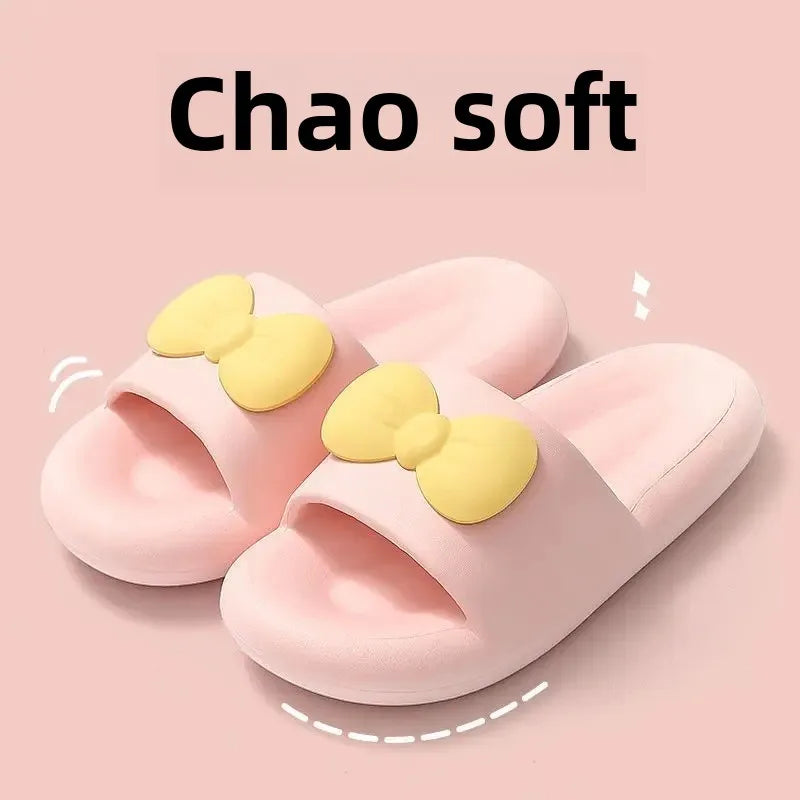 Couples Summer Thick Bottom Outdoor Bath Slippers Women's Soft Cute Bear Anti-Slip Shower Slippers Sweet Style PVC Material