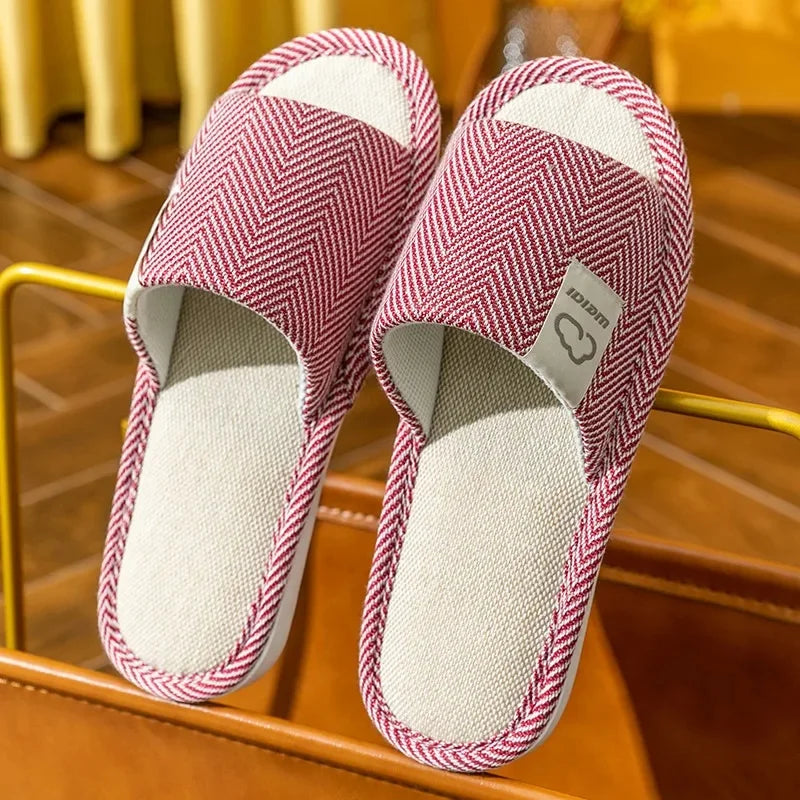 Linen Slippers For Women Spring Autumn Indoor Home Use Cotton Linen Step Shedding Feeling Home Couples Wholesale Slippers