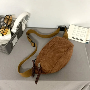Women Waist Pack Large Capacity Corduroy Fanny Pack Street Style Chest Bag Fashion Shoulder Crossbody Bags Casual Waist Belt Bag