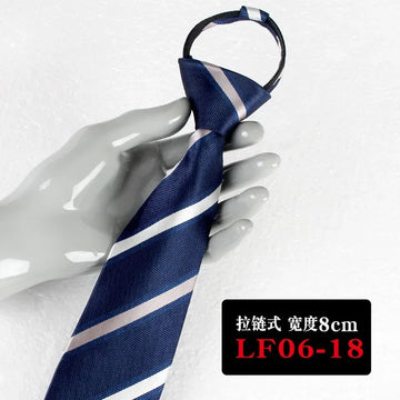 Elegant Fashion Soft 8CM Ties Men's Striped Lazy Zipper Necktie Fit Gentleman Formal Groom Groomsman Wedding Decoration Tie