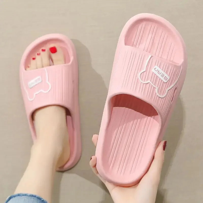 New Couple Indoor Slippers Soft Bottom Anti-Slip Home Bathroom Shower Simple Thick Heel Cool Men Women EVA Material Comfortable