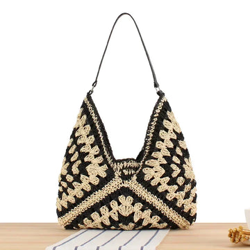 Women Weaving Clutches Top-handle Bag Large Portable Shoulder Bag Summer Beach Purses Shopper Satchel Female Tote Bags Handbags