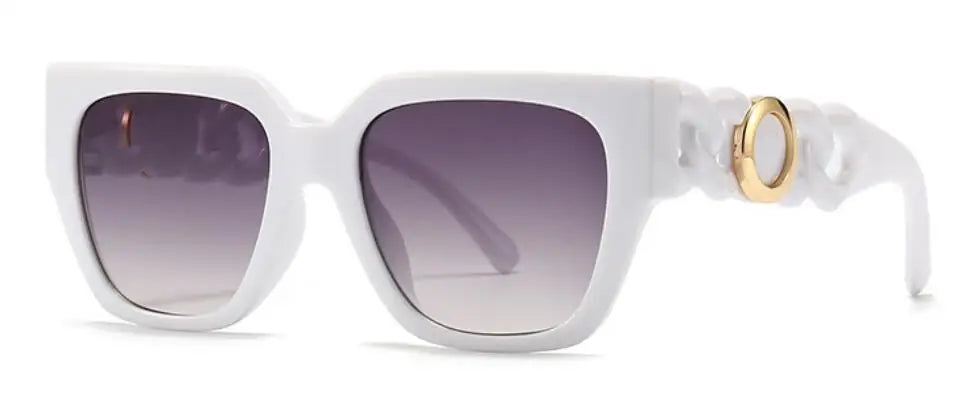 Chic Square Chain Sunglasses Classic Black Gradient Luxury Brand Big Frame Ladies Retro Sun Glasses Designer Shades For Women UV