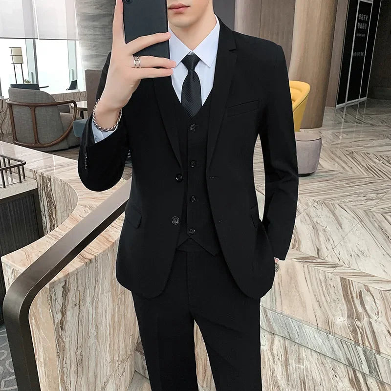 Western-style Men's Suits Korean Version Casual Business Formal Jackets Slimming Effect Smooths Your Silhouette Groom's Tuxedo