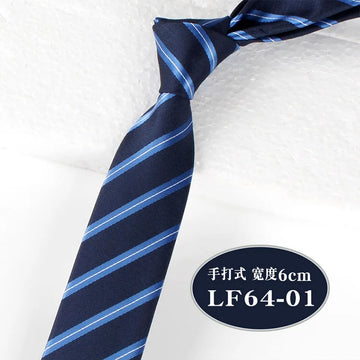 High Quality Korean 6CM Necktie Blue Wine Striped Plaid Polyester Tie Gentleman Formal Business Shirt Wear Ties Graduation Gift