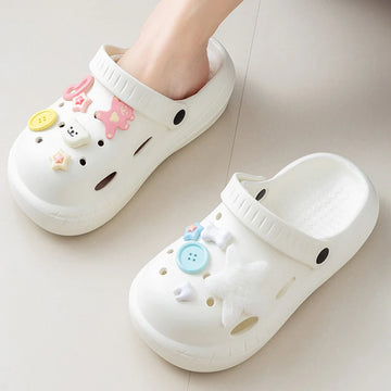 Cute Diy Decor Eva Clogs Women Platform Sandals Hollow Out Closed Toe Summer Slippers Woman Fashion Soft Sole Beach Sandals 2025