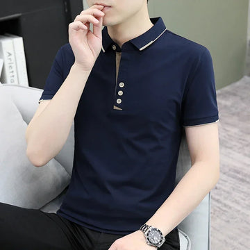 TFETTERS Summer Oversized T Shirt Men Black Solid Color Short Sleeved Office Work T-shirt Man Breathable Tshirt Homme