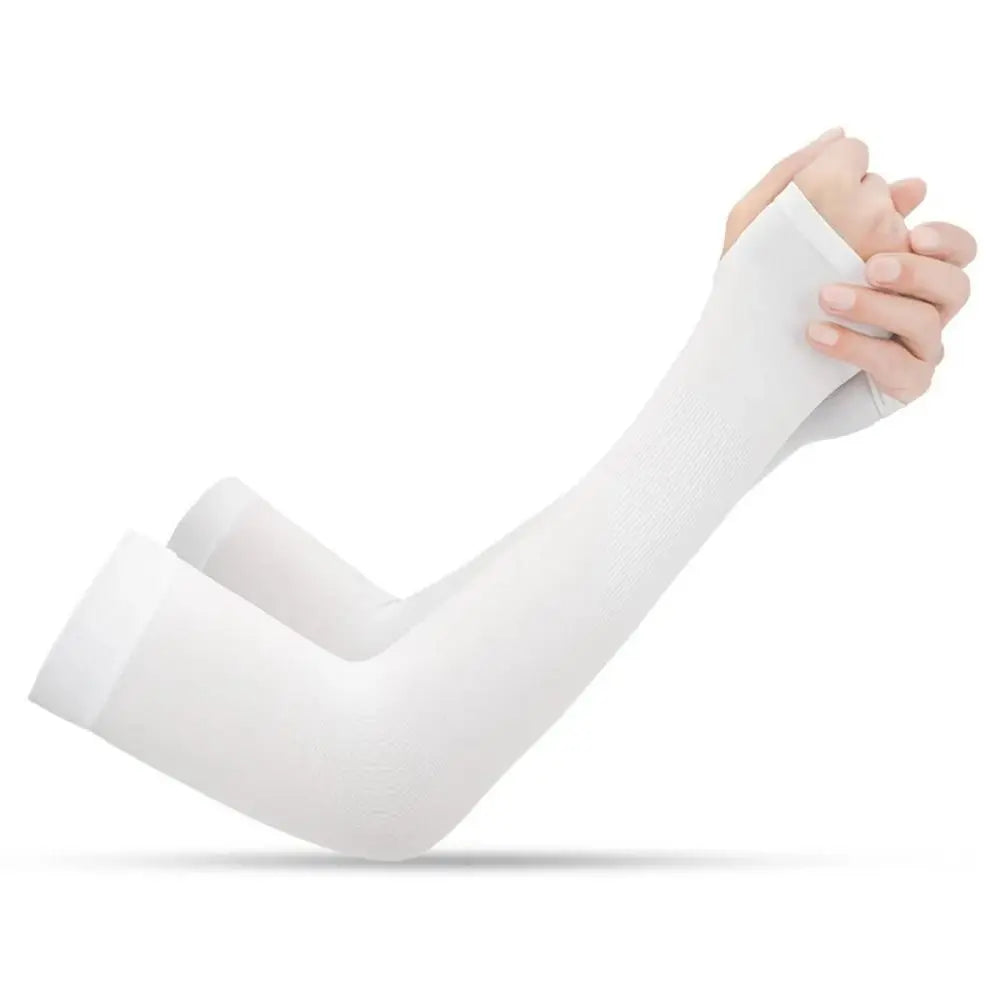 1Pair Cool Hand Sleeves Summer Ice Silk Long Sleeves Anti-Sunburn Arm Cover Women Men Cuff Anti-UV Cycling Arm Sleeve Fingerless