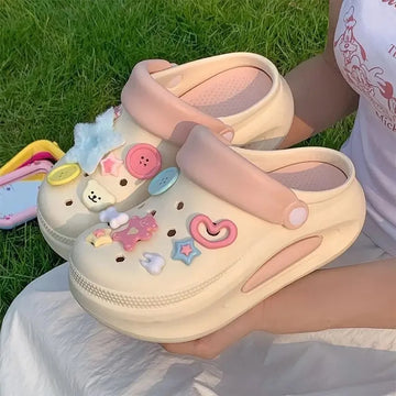 36-41 Womens Sandals Summer Slippers Female Mules Clogs Mujer Garden Shoes Slip-On Thick Bottom Beach Hollow Out Jelly Zapatos 1