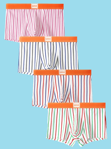 4PCS breathable striped men's boxers trend personalized men's underwear