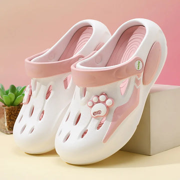 2025 Summer Sandals For Women Platform Shoes Thick Sole Cute DIY Paw Girls Street Beach Slippers Soft EVA Female Fashion Slides