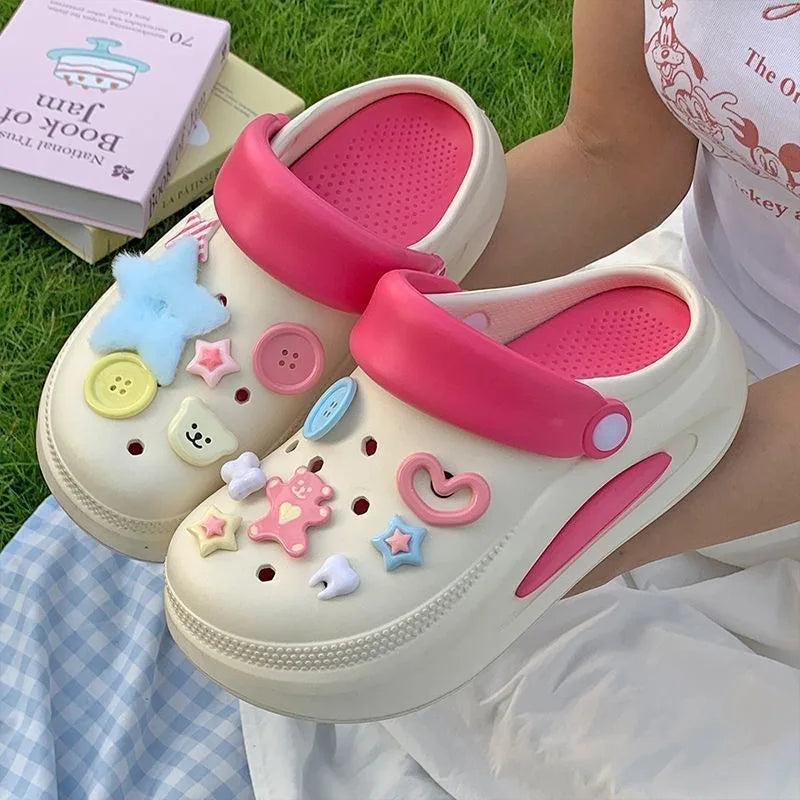36-41 Womens Sandals Summer Slippers Female Mules Clogs Mujer Garden Shoes Slip-On Thick Bottom Beach Hollow Out Jelly Zapatos 1