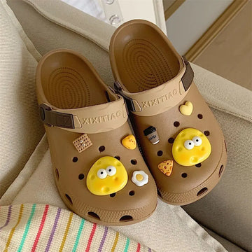 Men's Women's Summer Outer Wear Anti-slip Baotou Beach Sandals Cute Cartoon eva Soft Bottom Hollow Out Shoes Bread Soft