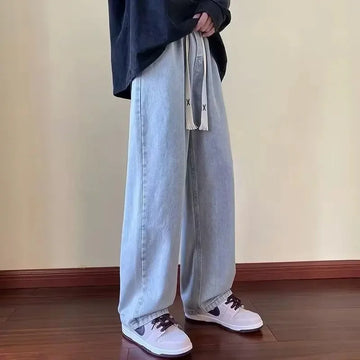 American Style Vintage Jeans Loose-Fit Men's Pants New Spring Autumn Collection Versatile Trousers Wide Leg Ins Trendy Brand