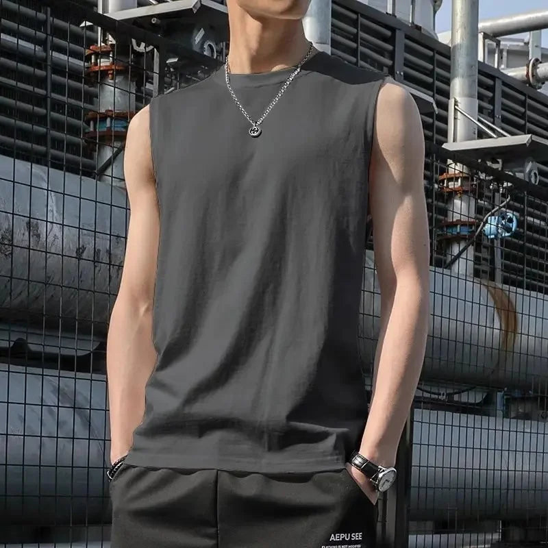Loose Breathable Muscle T-Shirt Sleeveless Training Tank Top for Fitness Brothers Summer New Korean Style Sportswear