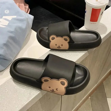 Women's Summer Indoor Home Thick Bottom Bathroom Slippers Anti-Slip Anti-Odor Couple Outdoor Wear PVC Sole Slippers