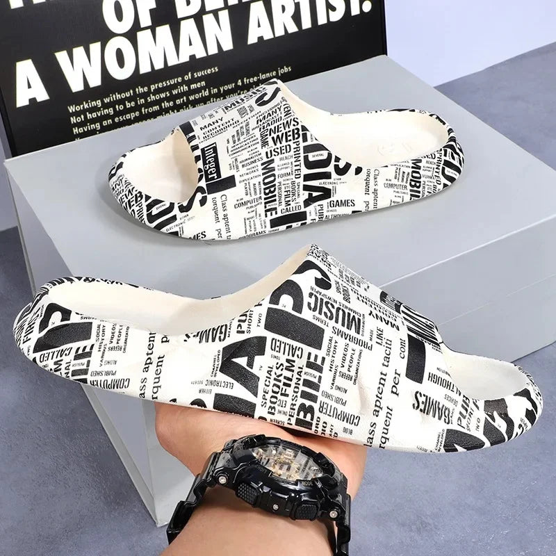 2024 New Style Men's Sport Slippers Summer Outer Wear Anti-Odor Anti-Slip Casual Trendy Couple Slippers For Women