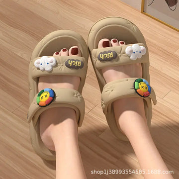 Women Eva Home Slippers Summer Fashion Thick Bottom Non-slip Sandals Open Toe Round Head Bathroom Shoes Pantufa Feminina