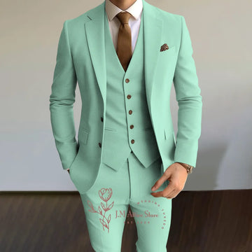 Premium Khaki Tailored Modern Elegance for Business & Events 3-Piece Men's Wedding Suit - Business Men Blazer, Groomsmen Blazer